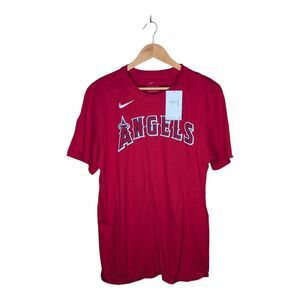 NWT The Nike Tee David Fletcher #22 MLB Angels Men's Medium Red Baseball Shirt